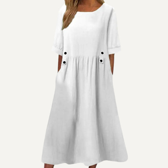 Vestido Suelto Botones Elegante Fresco Verano Primavera Casual Mujer