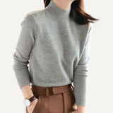 Suéteres elegantes cuello alto para mujeres. Jersey ajustado manga larga.