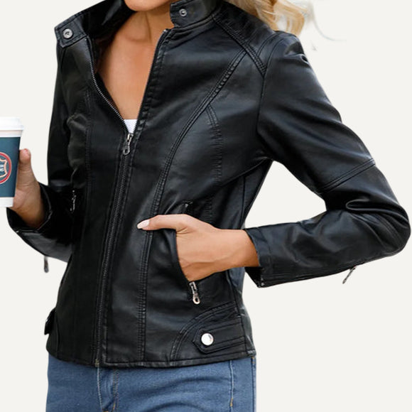 Chaqueta Cuero Mujer Abrigo Fino Primavera Otoño Motocicleta