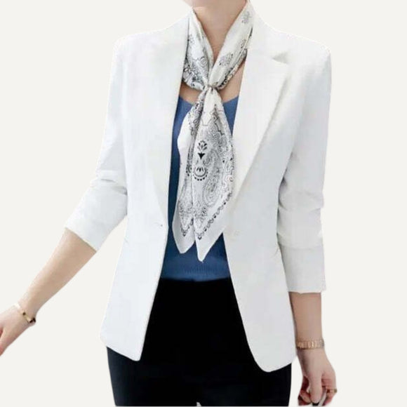 Blazer Mujer Elegante Manga Larga Oficina Formal Chaqueta con Bolsillos