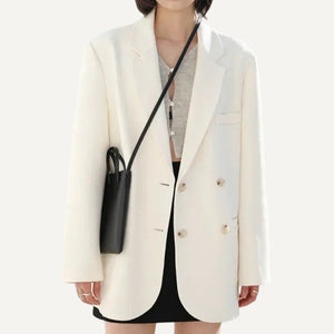 Blazer Mujer Dama Formal Oficina Blanco Marfil Negro