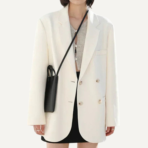 Blazer Mujer Dama Formal Oficina Blanco Marfil Negro