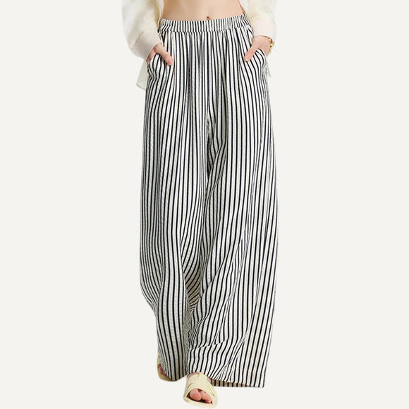 Pantalones Rayas Casual Comodo Ligero Elastico Primavera Verano