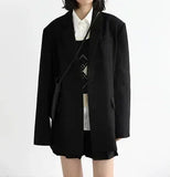 Blazer Saco Gabardina Mujer Dama Elegante Formal Oficina Oversize Gris Negro Verde