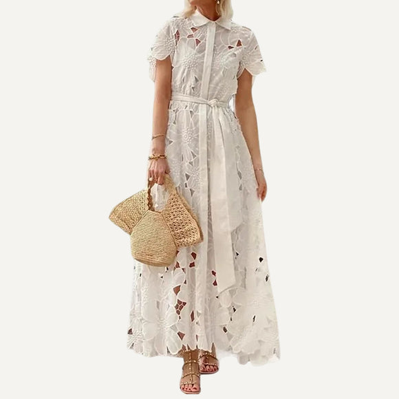 Vestido Camisola Elegante Casual Primavera Verano Mujer Encaje Flores Solero Fresco