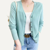 Primavera Otoño Mujer Cardigan Suelto Cuello en V Rojo Rosa Sweater Fashion Jumper Tejido