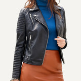 Chaqueta Cuero Colores Mujer Urbana Moderna Elegante Casual Motocicleta