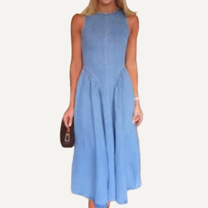 Vestido Solero Primavera Verano Fresco Mujer Espalda Descubierta Cinta Cuello