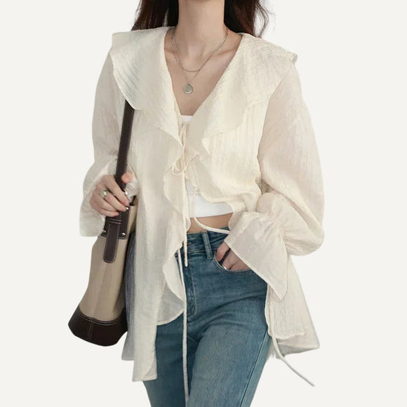 Blusa Holgada Ligera Fresca Mujer Casual Playa Primavera Verano Blanco Negro