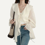 Blusa Holgada Ligera Fresca Mujer Casual Playa Primavera Verano Blanco Negro