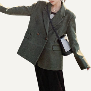 Blazer Mujer Formal Elegante Oficina Urbano Tapado Abrigo Otoño Invierno
