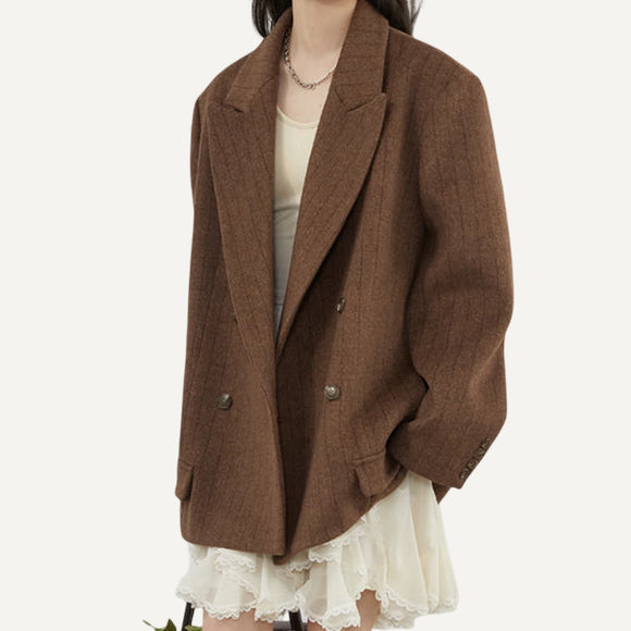 Chaqueta Blazer Mujer Casual Elegante Urbano Abrigo Tejido Otoño Invierno