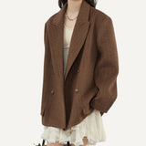 Chaqueta Blazer Mujer Casual Elegante Urbano Abrigo Tejido Otoño Invierno