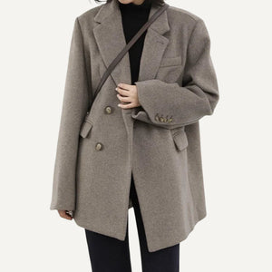Blazer Saco Chaqueta Mujer Dama Abrigo Elegante Formal Casual Urbano Otoño Invierno Tejido