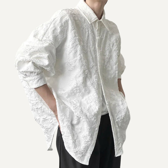 Camisa Holgada Arrugada con Patrones Flores Hombre Unisex