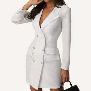 Blazer Elegante Formal Oficina Mujer Largo Vestido Ejecutivo