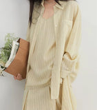 Conjunto Vestido Breteles Camisa Manga Larga Elegante Casual Mujer Primavera Verano
