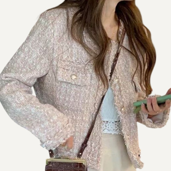 Chaqueta campera chamarra casaca de lana a cuadros abrigo mujer