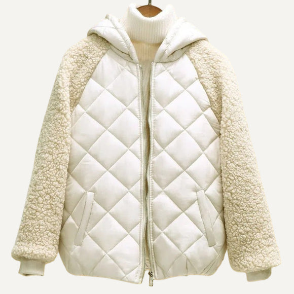 Chaqueta campera chamarra casaca de algodón fina y ligera. Abrigo corto para mujer de algodón de lana de cordero con capucha holgada