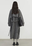 Saco Tapado Gabardina Abrigo Otoño Invierno Elegante Formal Urbano Mujer Dama Gris Crema