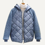 Chaqueta campera chamarra casaca de algodón fina y ligera. Abrigo corto para mujer de algodón de lana de cordero con capucha holgada