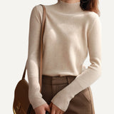 Suéteres elegantes cuello alto para mujeres. Jersey ajustado manga larga.