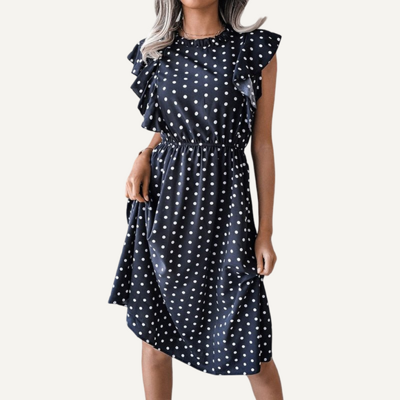 Vestido con manga volantes. Vestido con estampado para mujer.