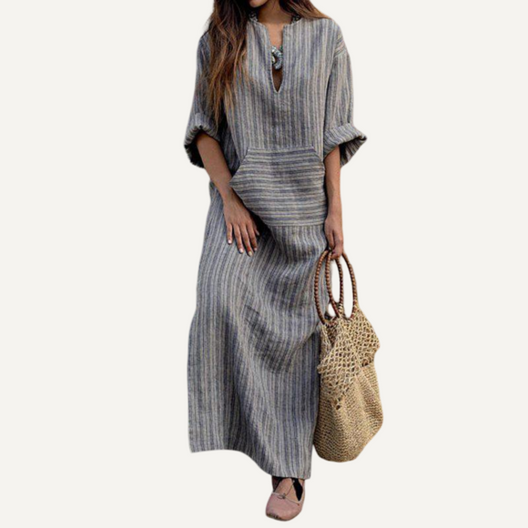 Vestido Largo Maxi Vintage Otoño Mujer Dama Talles Grandes Suelto