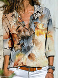 Camisa manga larga floreada de mujer. Blusa con estampas.
