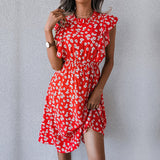 Vestido con manga volantes. Vestido con estampado para mujer.