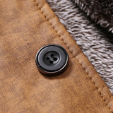 Chaqueta chamarra casaca de piel sintética para hombre. Abrigo grueso ajustado de manga larga. Campera con cuello levantado.
