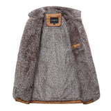 Chaqueta chamarra casaca de piel sintética para hombre. Abrigo grueso ajustado de manga larga. Campera con cuello levantado.