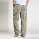 Pantalones joggins cargo recto. Pantalones sueltos de algodón.
