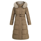 Chaqueta campera chamarra casaca de invierno con capucha para mujer. Abrigo largo con capucha y cuello de piel
