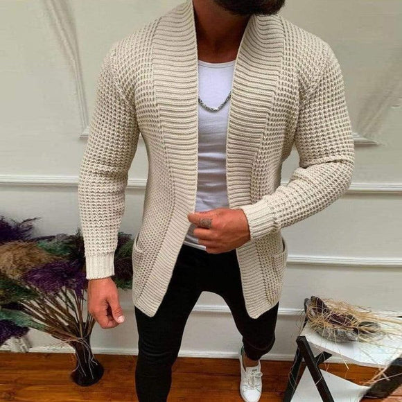 Cárdigan cuello en V para hombre. Suéter de manga larga.