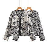 Chaqueta chamarra casaca de algodón con cordones y estampado Floral doble para mujer
