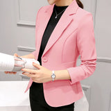 Blazer Mujer Elegante Manga Larga Oficina Formal Chaqueta con Bolsillos