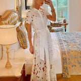 Vestido Camisola Elegante Casual Primavera Verano Mujer Encaje Flores Solero Fresco