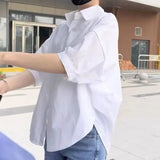 Camisa Algodon Manga Corta Mujer Blusa 2024 Verano Liviana Fashion Casual Vacaciones
