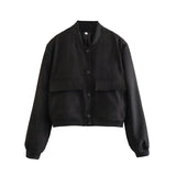 Chaqueta chamarra casaca recortado para mujer, campera de manga larga con bolsillos grandes, abrigos casuales elegantes