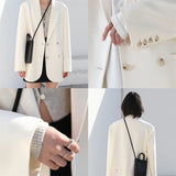 Chaqueta Blazer Mujer Elegante Oficina Formal Blanco Negro