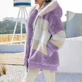 Chaqueta campera casaca chamarra de felpa con bolsillo con cremallera. Abrigo suelto con capucha para mujer