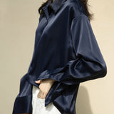 Camisa de seda. Blusa elegante para mujer. Camisas de manga.