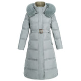 Chaqueta campera chamarra casaca de invierno con capucha para mujer. Abrigo largo con capucha y cuello de piel