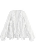 Blusa con Volados Semi Transparente Elegante Mujer Dama Varios Colores