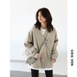 Chaqueta campera chamarra casaca suelta con cuello en V