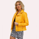 Chaqueta Cuero Colores Mujer Urbana Moderna Elegante Casual Motocicleta