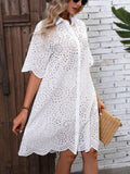 Vestido bordado gota. Vestido blanco para mujer.