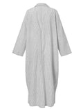 Vestido de rayas de manga larga. Vestido suelto para mujer