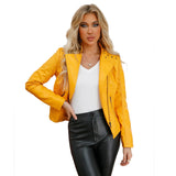 Chaqueta Cuero Mujer Primavera Otoño Abrigo Fino Elegante Urbano